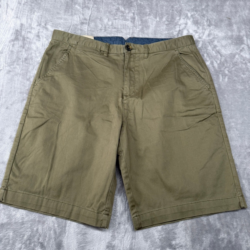 Jachs NY Chino Shorts Mens Size 34 Olive Green‎ Flat Front Cotton Twill Casual